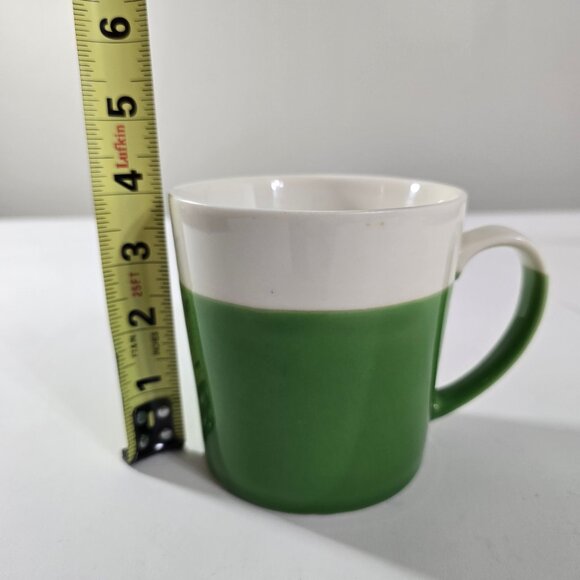 Vintage Crate&Barrel Color Block Coffee Mug Green and White Large 12-14oz - Picture 11 of 11